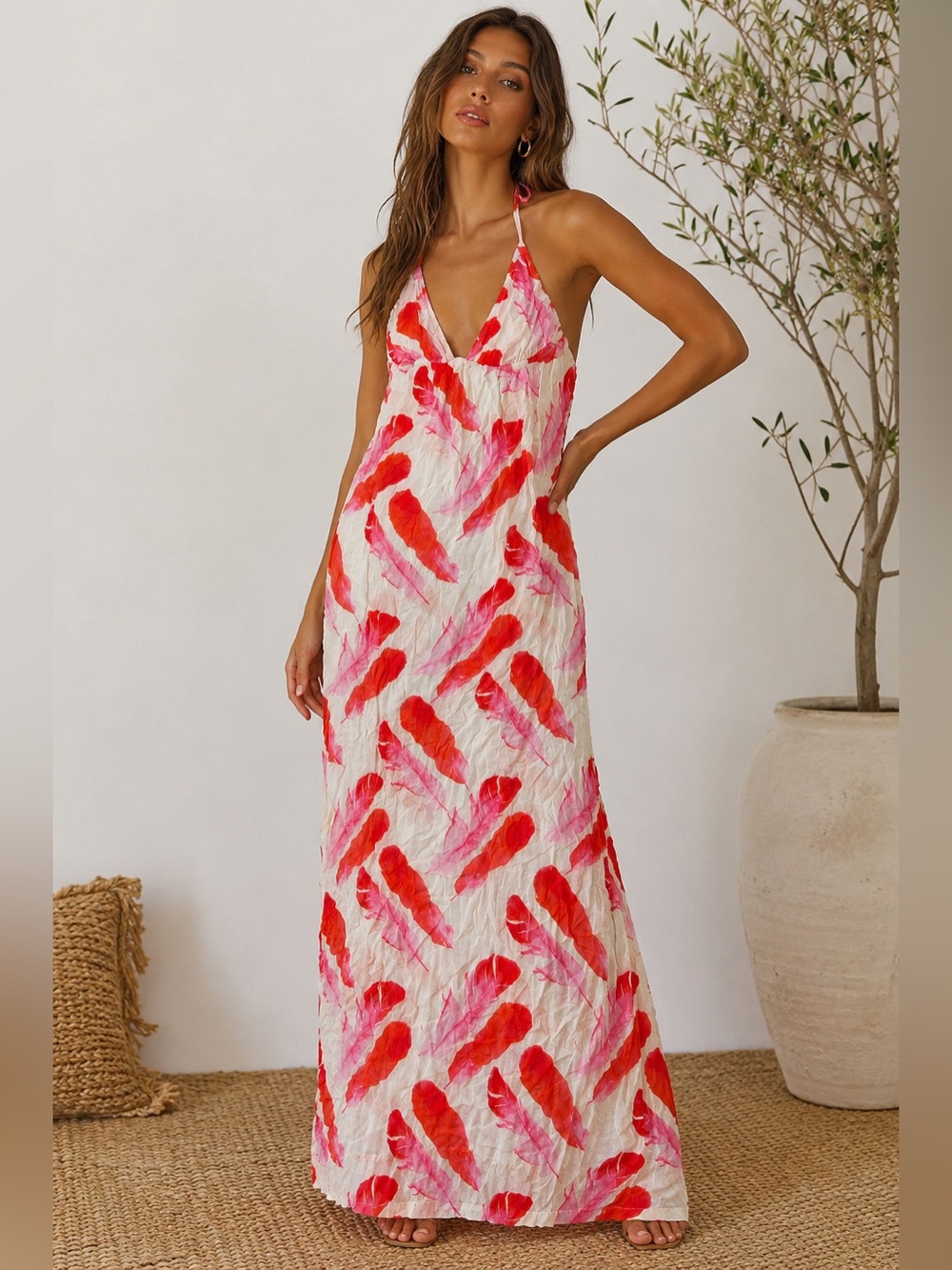 Beautiful Bottom London Watercolor Halter Maxi Dress